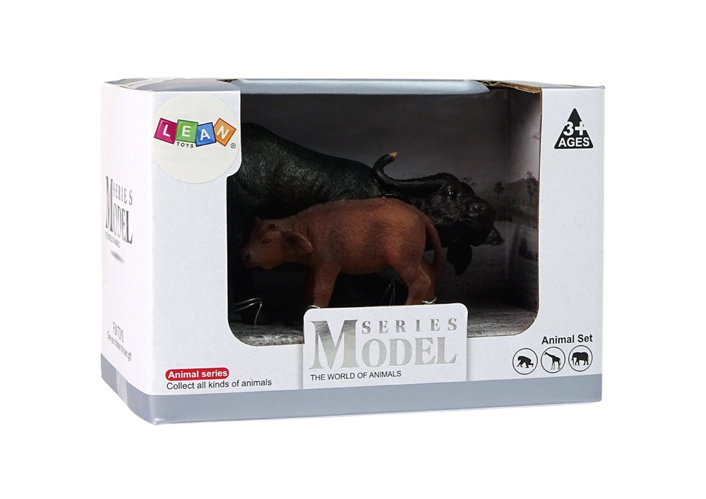 Djurfigurer buffel med kalv i hårdgummi 2-pack, 14 cm, 3+ år