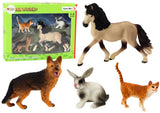 Djurfigurer leksaksset 4-pack häst kanin hund katt, från 3 år