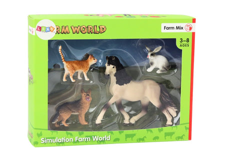 Djurfigurer leksaksset 4-pack häst kanin hund katt, från 3 år