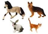Djurfigurer leksaksset 4-pack häst kanin hund katt, från 3 år