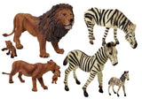 Djurfigurer safari set 7-pack lejon och zebror i hårdgummi