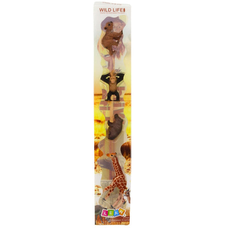 Djurfigurer vilda djur 4-pack plast 6 cm giraff flodhäst schimpans björn