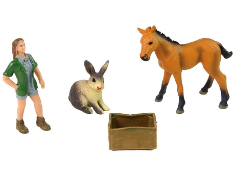 Djurfigurset veterinär häst hare låda 4 delar gummi 3+ år