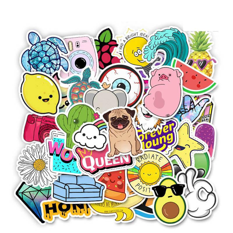 Djurstickers 50-pack vattentäta PVC 3–10 cm för mobil och böcker