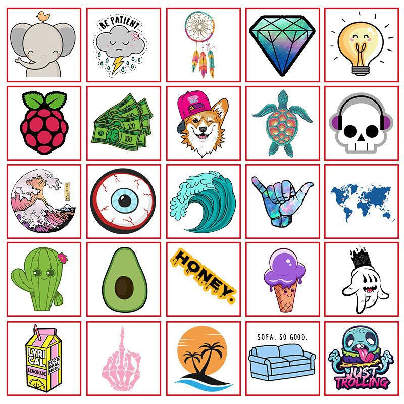 Djurstickers 50-pack vattentäta PVC 3–10 cm för mobil och böcker