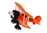 Djurtransportflygplan leksak med bur och lejonfigur, skruvmejsel, orange