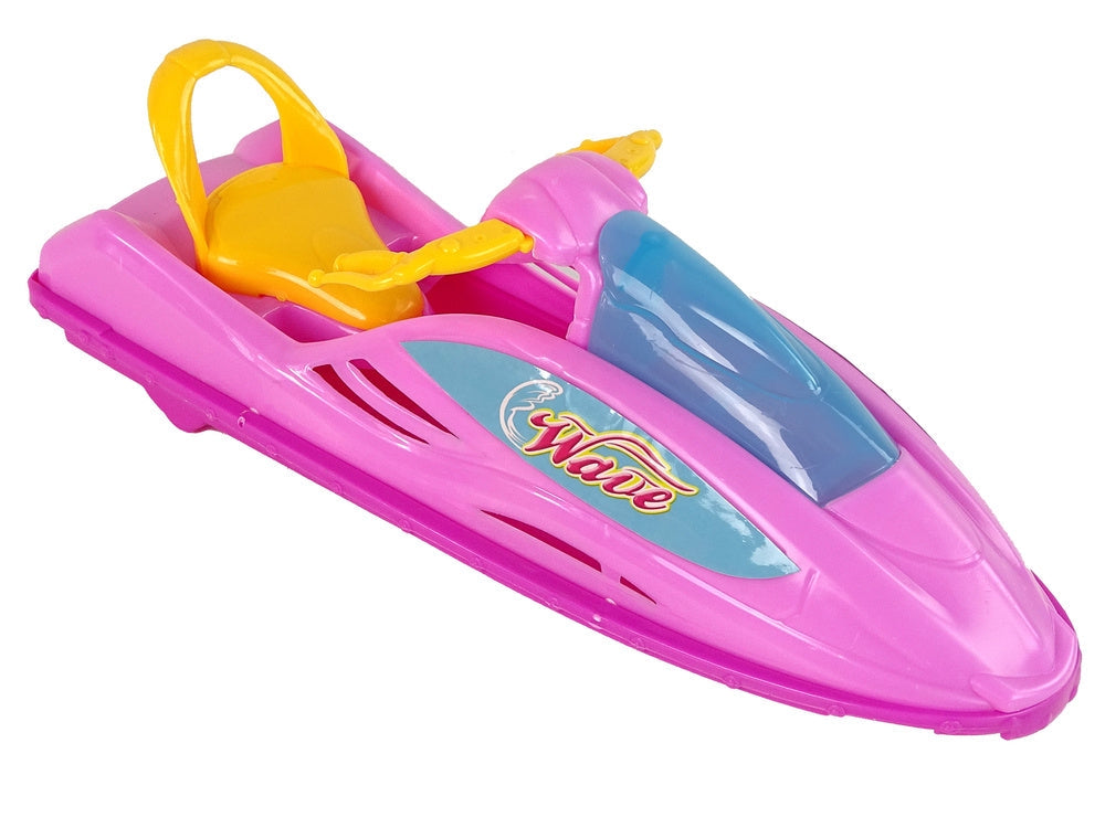 Docka med motorbåt 27 cm set med flytväst, kikare och tillbehör