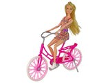 Docka med rosa cykel 30 cm, rörliga delar, leksaksset 3+ år