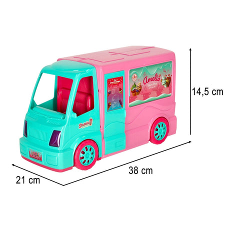 Dockbil 2-i-1 food truck/camper med docka och tillbehör 21 delar