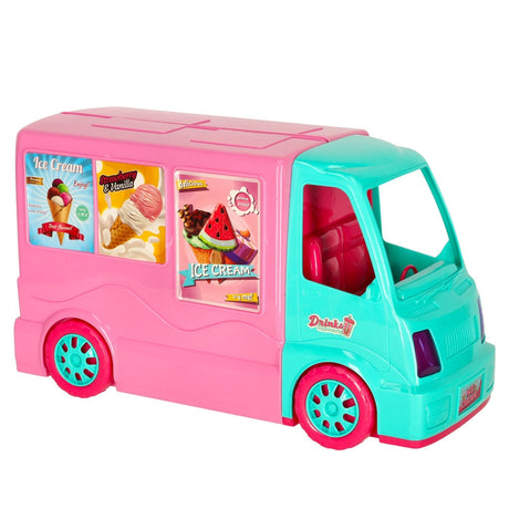 Dockbil 2-i-1 food truck/camper med docka och tillbehör 21 delar