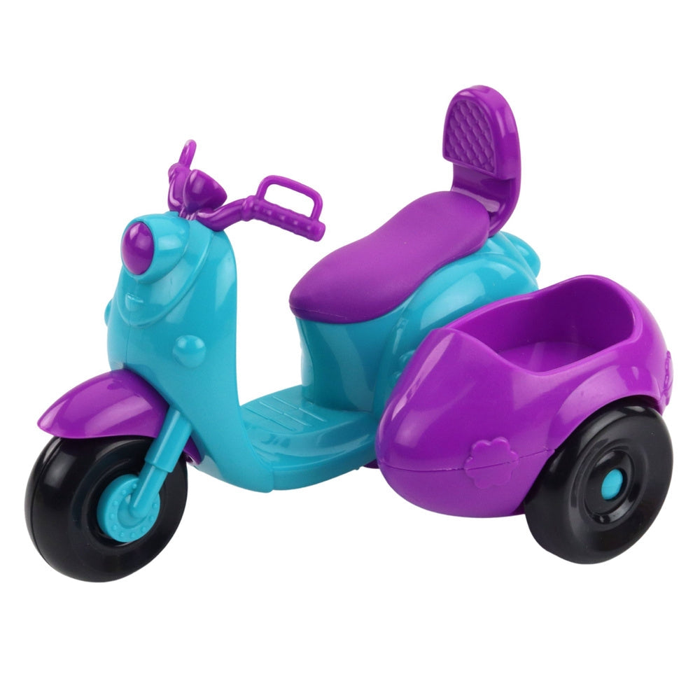 Dockset Ankiki 13 cm med trehjulig scooter, släpvagn och hund