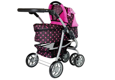 Dockvagn 2-i-1 med väska och korg, för dockor upp till 40 cm