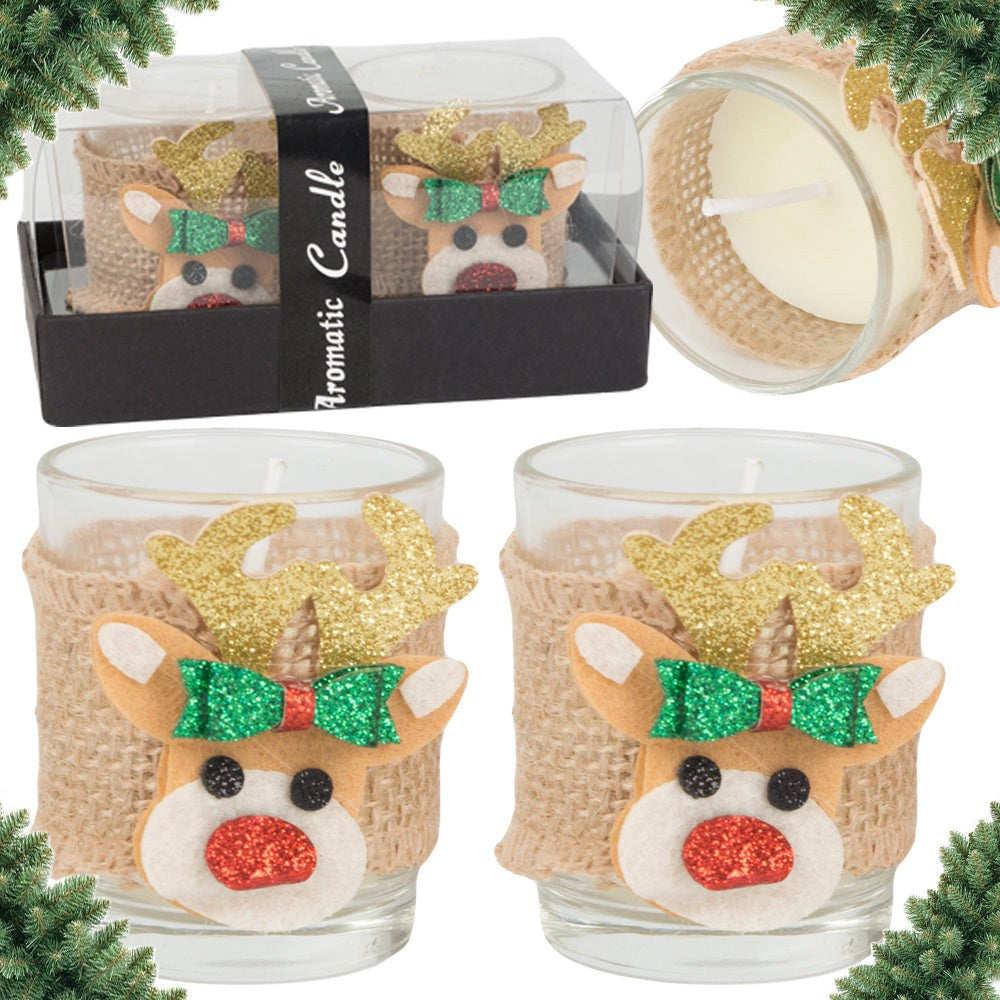 Doftljus i glas med renmotiv 2-pack brinntid ca 10 h 6x5 cm