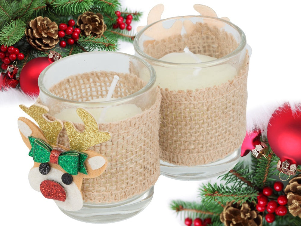 Doftljus i glas med renmotiv 2-pack brinntid ca 10 h 6x5 cm