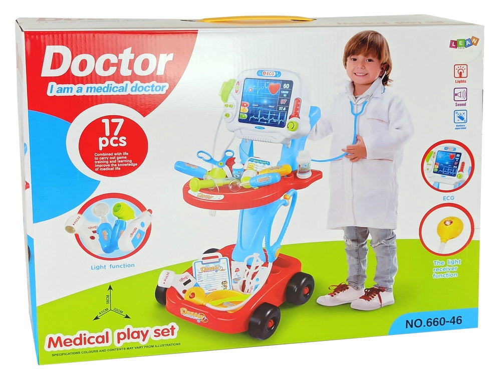 Doktorvagn leksaksset med EKG-panel och ljus/ljud, 3+ år