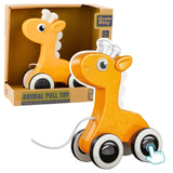 Dragleksak giraff gul med snöre och kvittrande hjul 18+ mån