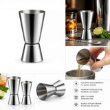 Drinkmått dubbelt mätglas 30/60 ml i stål silver