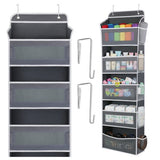 Dörrhängande organiserare 5 hyllor 142x40x17 cm grå/vit