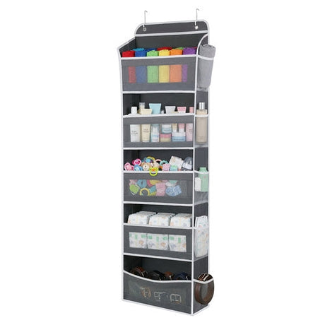 Dörrhängande organiserare 5 hyllor 142x40x17 cm grå/vit