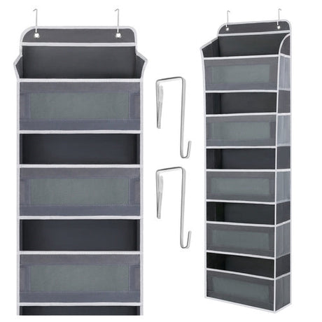 Dörrhängande organiserare 5 hyllor 142x40x17 cm grå/vit
