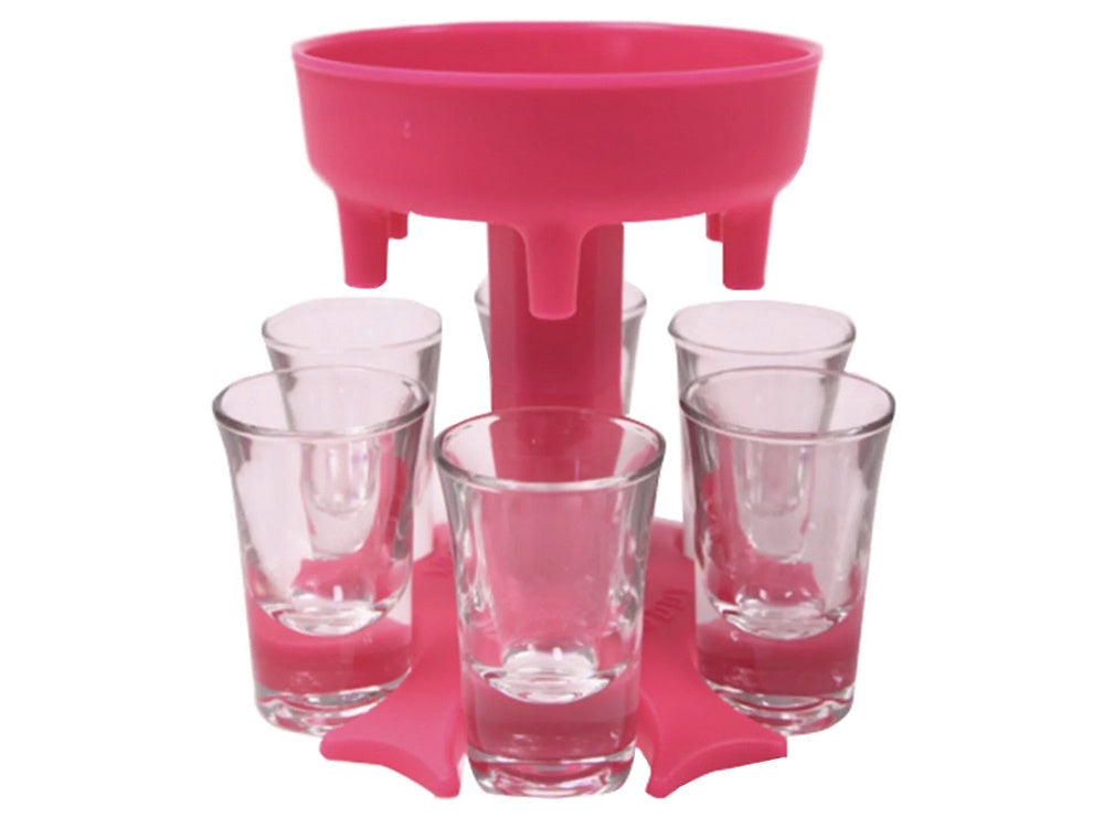 Dryckesdispenser med 6 shotglas 50 ml och hopfällbart stativ plast
