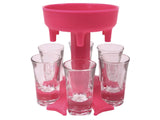 Dryckesdispenser med 6 shotglas 50 ml och hopfällbart stativ plast