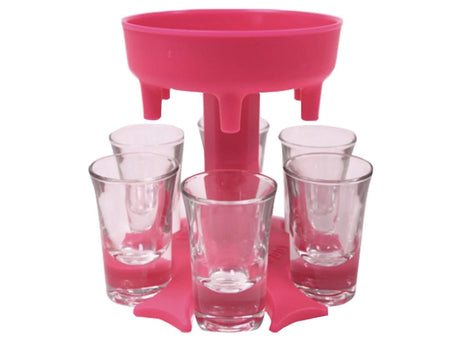 Dryckesdispenser med 6 shotglas 50 ml och hopfällbart stativ plast