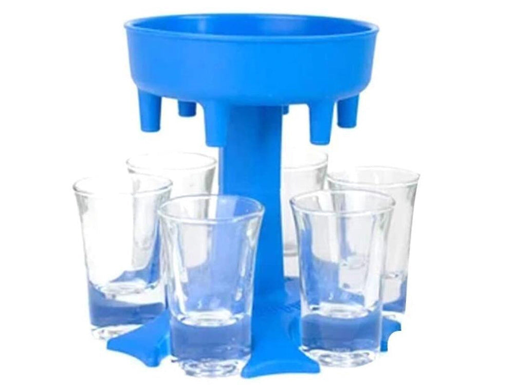 Dryckesdispenser med 6 shotglas 50 ml och hopfällbart stativ plast