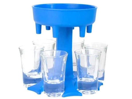 Dryckesdispenser med 6 shotglas 50 ml och hopfällbart stativ plast