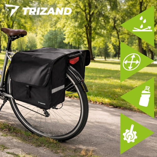 Dubbel cykelväska 28L vattentålig 600D PVC med reflex för pakethållare