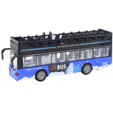 Dubbeldäckarbuss leksak 1:16 blå med ljus/ljud och friktionsdrift