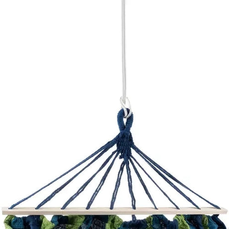 Dubbelhängmatta med träkors 150 kg 260x160 cm blå/grön