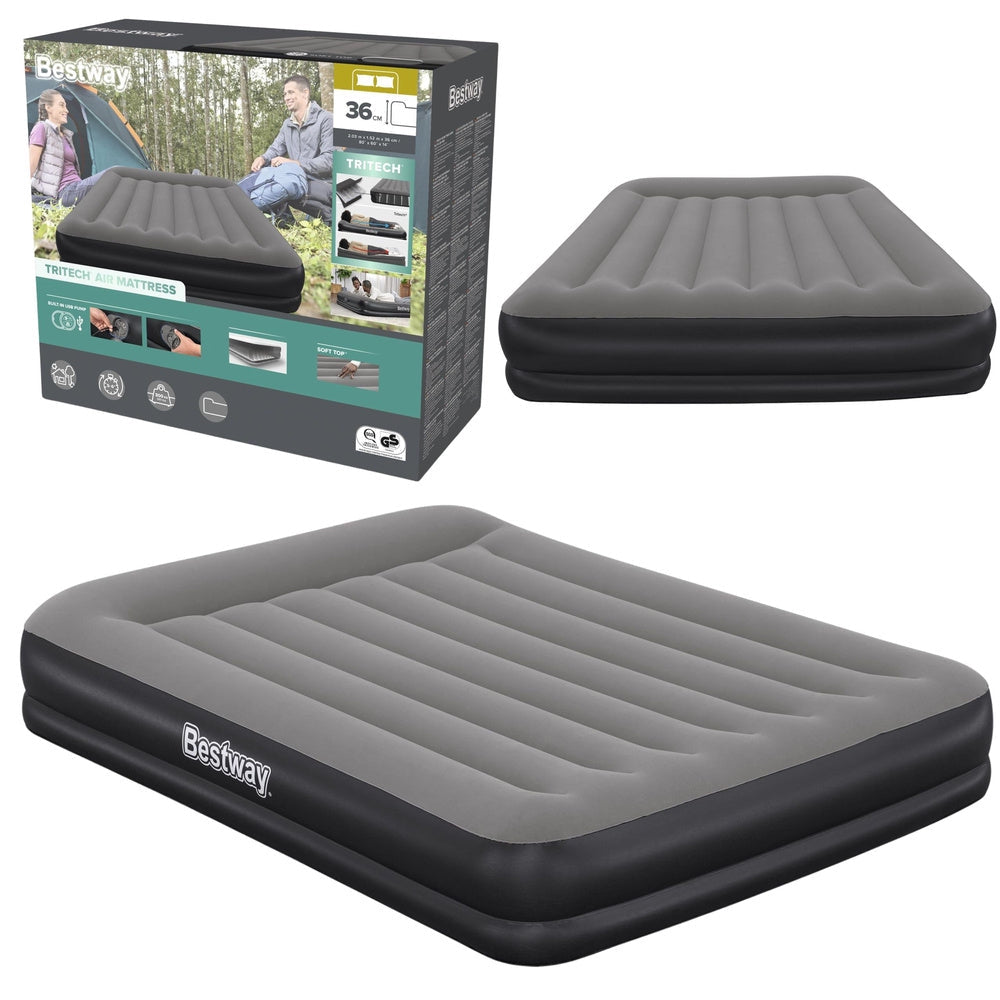 Dubbel luftmadrass 203x152x36 cm TriTech med USB-pump och kudde