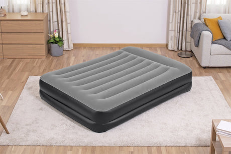 Dubbel luftmadrass 203x152x46 cm med inbyggd 220-240V pump och kudde