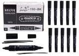 Dubbeländade permanenta markörer svart 10-pack, snabbtorkande
