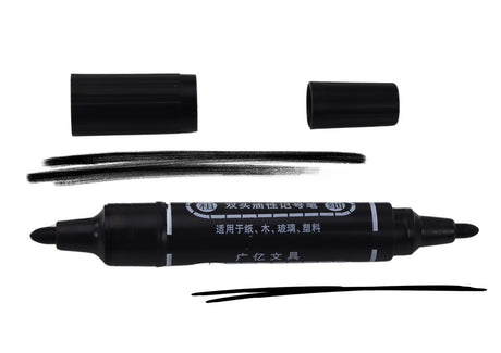 Dubbeländade permanenta markörer svart 10-pack, snabbtorkande