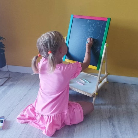 Dubbelsidig magnetisk barnritbräda med krita & whiteboard 65,5 cm