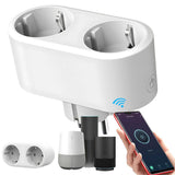 Dubbel vägguttag WiFi smart timer 16A 3120W vit