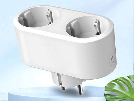 Dubbel vägguttag WiFi smart timer 16A 3120W vit