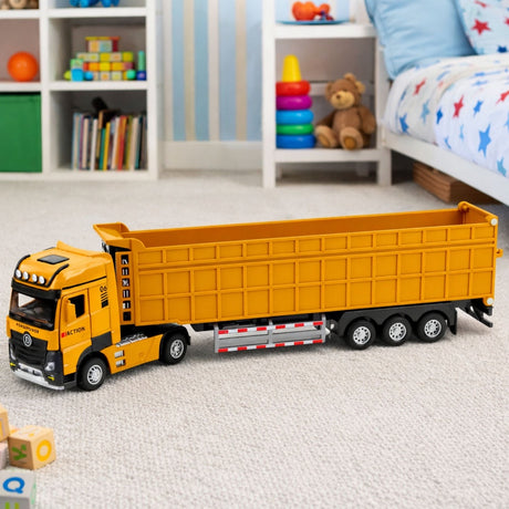 Dumpertruck leksaksbil 33 cm med tippflak, ljus & ljud, 3xLR44