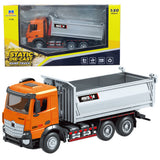 Dump truck modell 1:50 metall/ABS med rörlig tippflak orange/silver