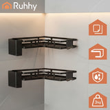 Duschhörnhylla set 2-pack självhäftande utan borrning stål svart