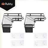 Duschhörnhylla set 2-pack självhäftande utan borrning stål svart