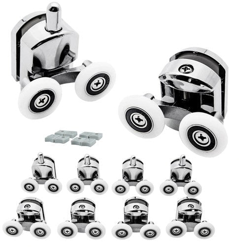 Duschkabinsrullar 23 mm set 8-pack dubbelrullar för glas 4-6 mm