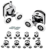Duschkabinsrullar 23 mm set 8-pack dubbelrullar för glas 4-6 mm