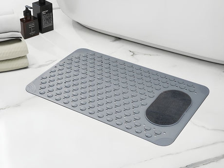 Duschmatta PVC grå 69x35,5 cm halkskydd sugkoppar massage/fottvätt