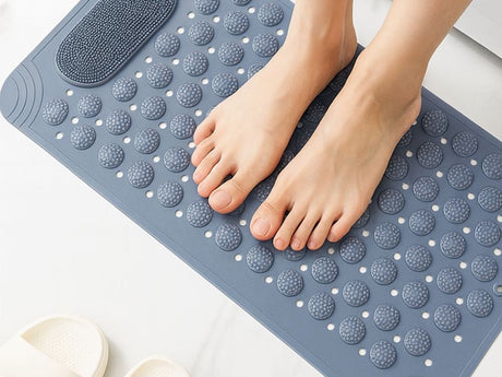 Duschmatta PVC grå 69x35,5 cm halkskydd sugkoppar massage/fottvätt