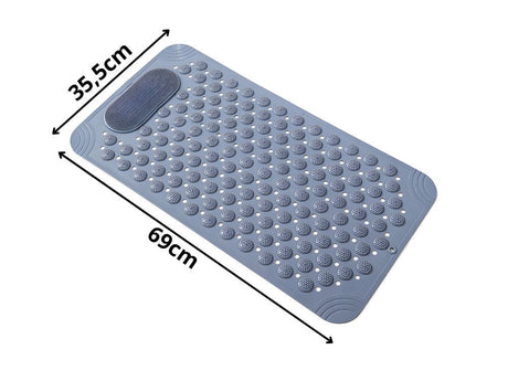 Duschmatta PVC grå 69x35,5 cm halkskydd sugkoppar massage/fottvätt