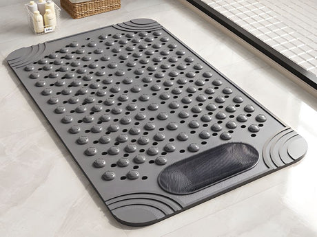 Duschmatta PVC grå 69x35,5 cm halkskydd sugkoppar massage/fottvätt