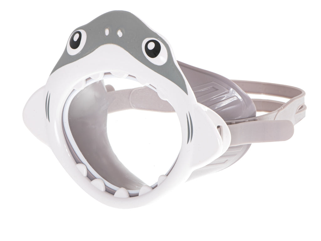 Dykmask barn hajdesign i silikon/plast med justerbart band